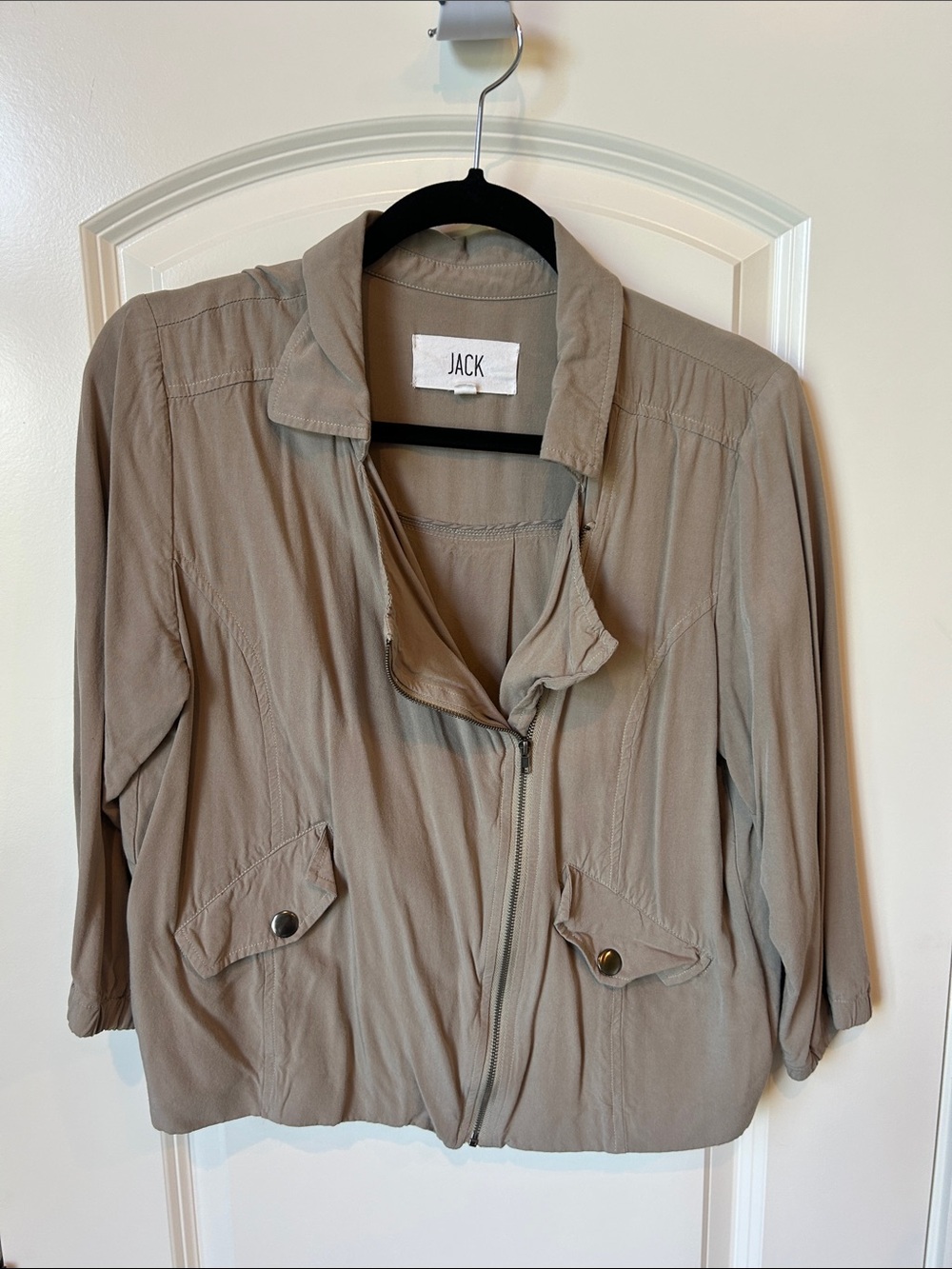 Jack by BB Dakota Taupe Utility Zip Jacket